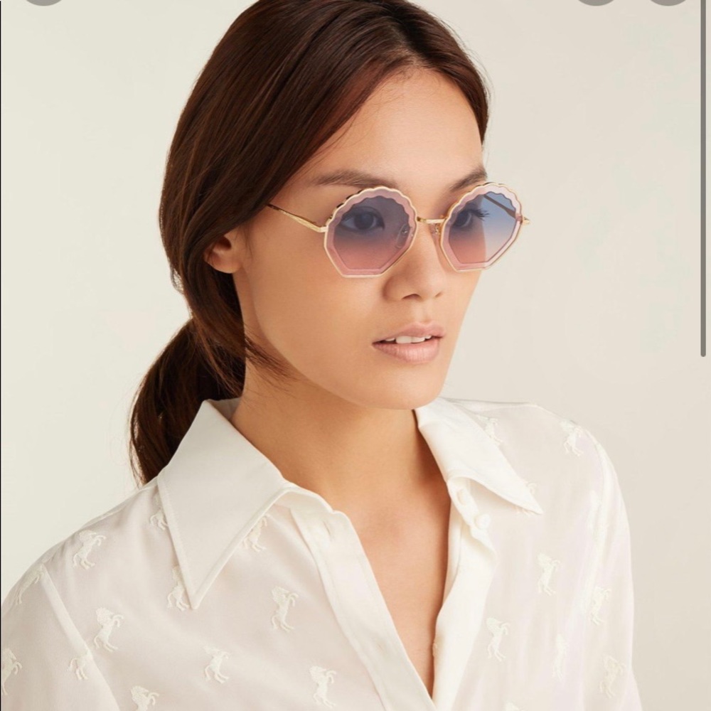 Chloe Pink and Gold Sunglasses